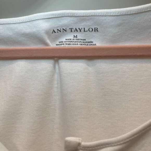 Ann Taylor White Shirt with front split neck - Size Medium NWOT (74) - Picture 7 of 10